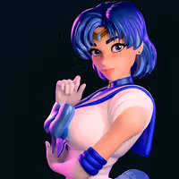 Sailor Mercury Statue | Sailor Moon Fan Art by Azaak3d SFW 3d printed statue,3d printed,sfw statue,Sailor Moon statue,Sailor Mercury statue